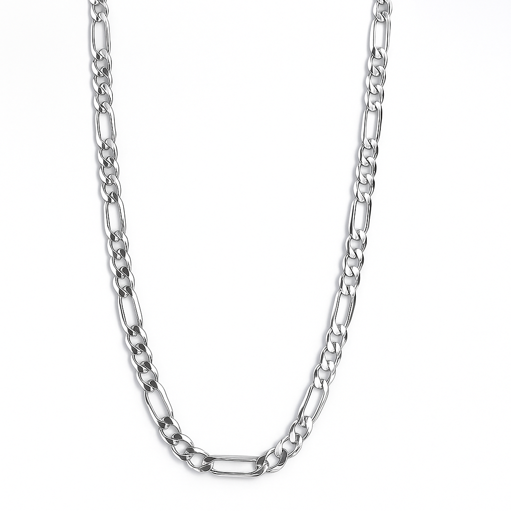 925 Sterling Silver 3x1 Figaro Style Chain, 5.1mm Gauge, in 5 Colors