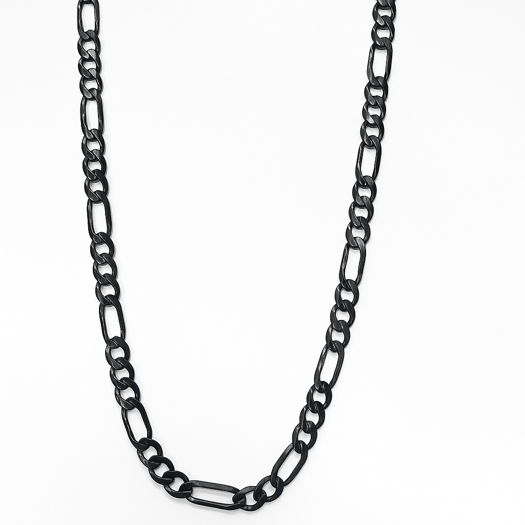925 Sterling Silver 3x1 Figaro Style Chain, 5.1mm Gauge, in 5 Colors