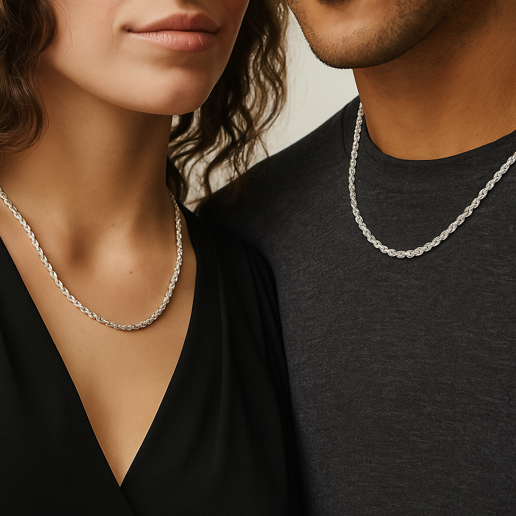 Cadena De Plata 925 Estilo Torsal De 55 Cm Calibre 4.5 Mm