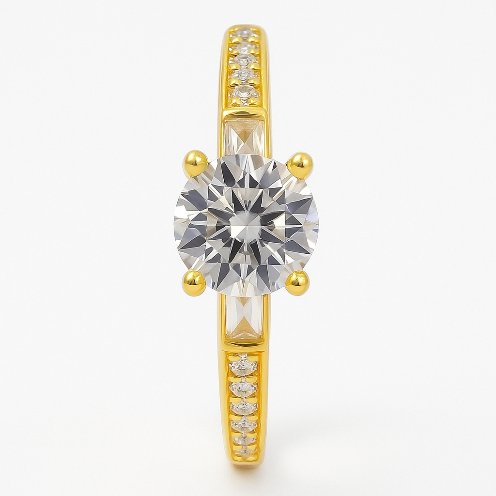 10k Gold Engagement Ring with Cubic Zirconia Stone