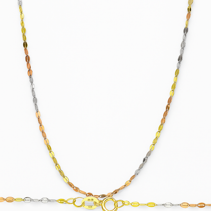 Cadena De Oro Italiano 10k, Grano De Café 3 colores, calibre 1.5mm