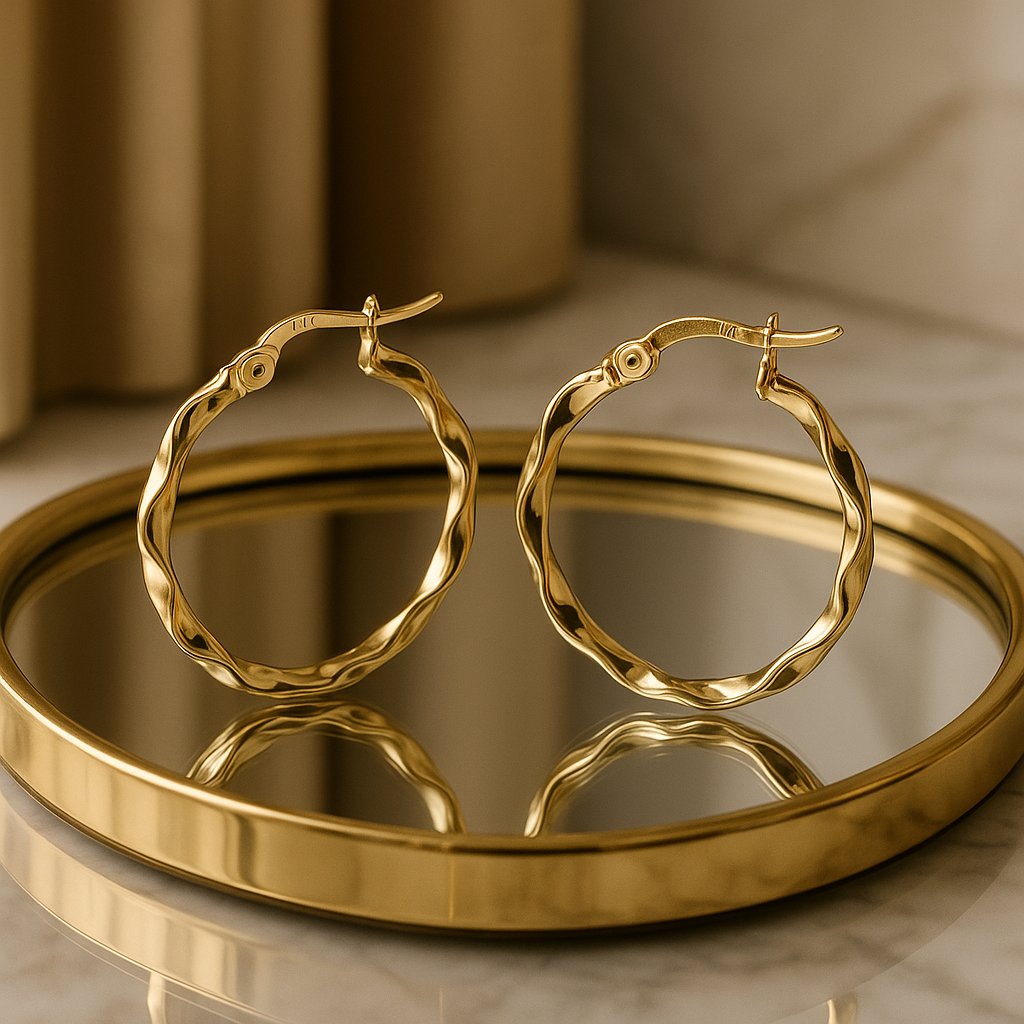 Arracada Italiana Torsal De Oro De 14k