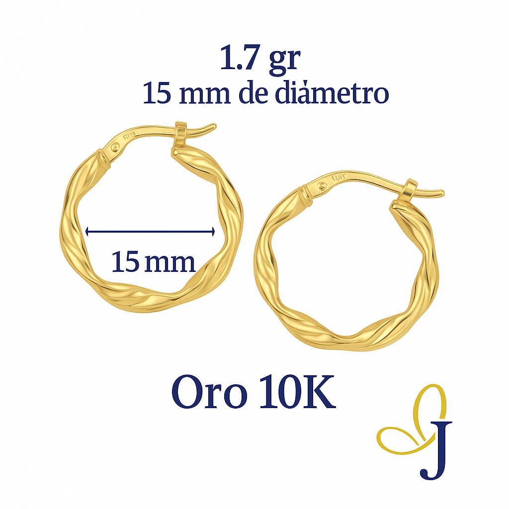 15mm 10k Gold Italian Diamond Hoop Earrings