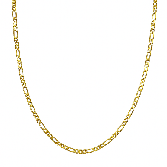 Italian Figaro Gold Chain for Men, 14k Gold, 2.6 mm Gauge