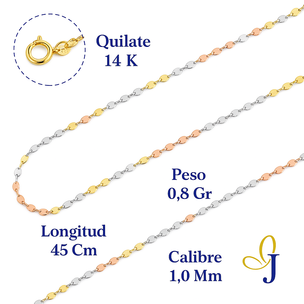 Cadena De Oro Italiano 14k, Estilo Grano De Café