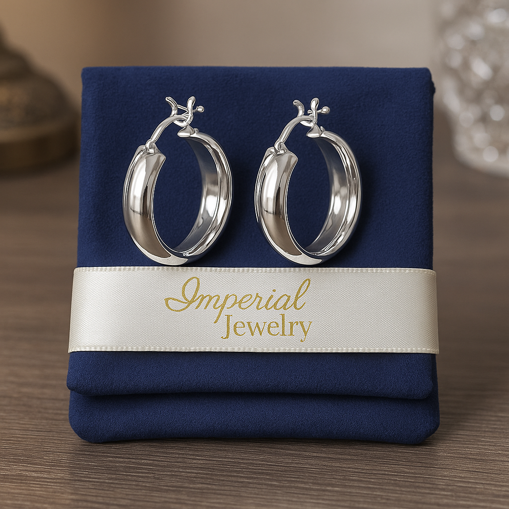 Women's Bangle Earrings in 925 Sterling Silver, Plain, 4 mm Wide