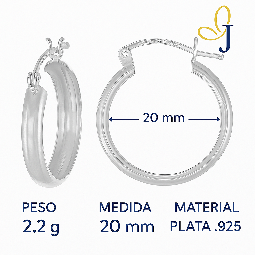 Women's Bangle Earrings in 925 Sterling Silver, Plain, 4 mm Wide