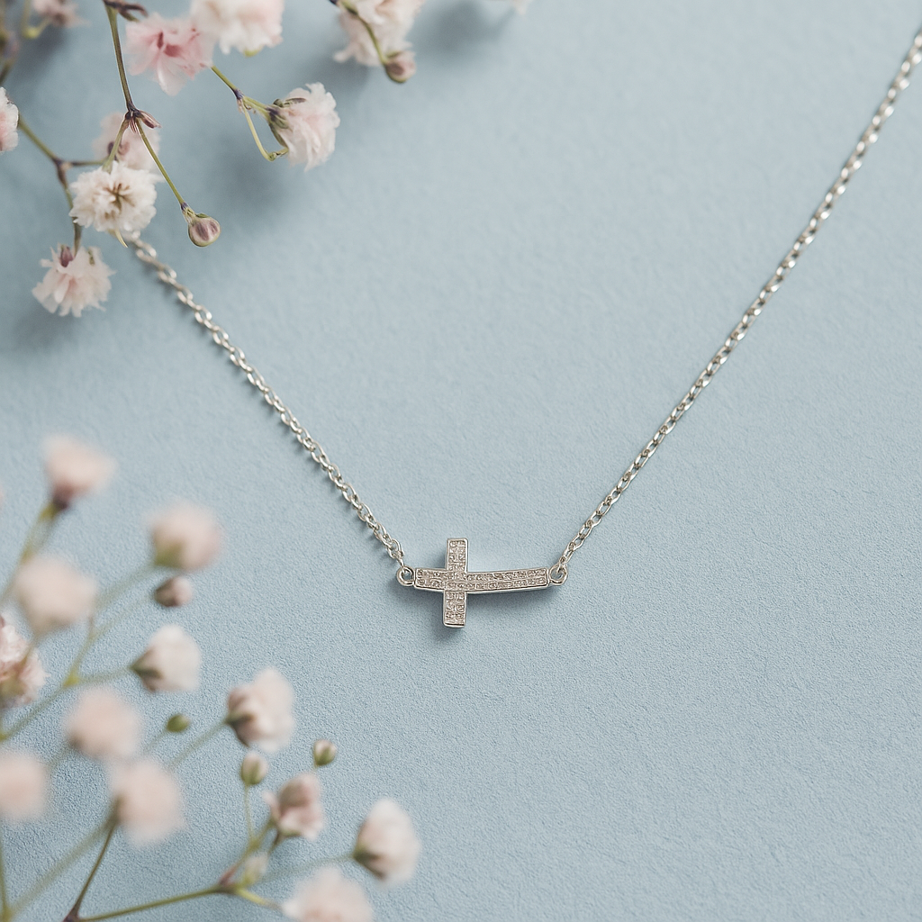 925 Sterling Silver Chain with Cross Pendant Necklace for Women - Sparkling