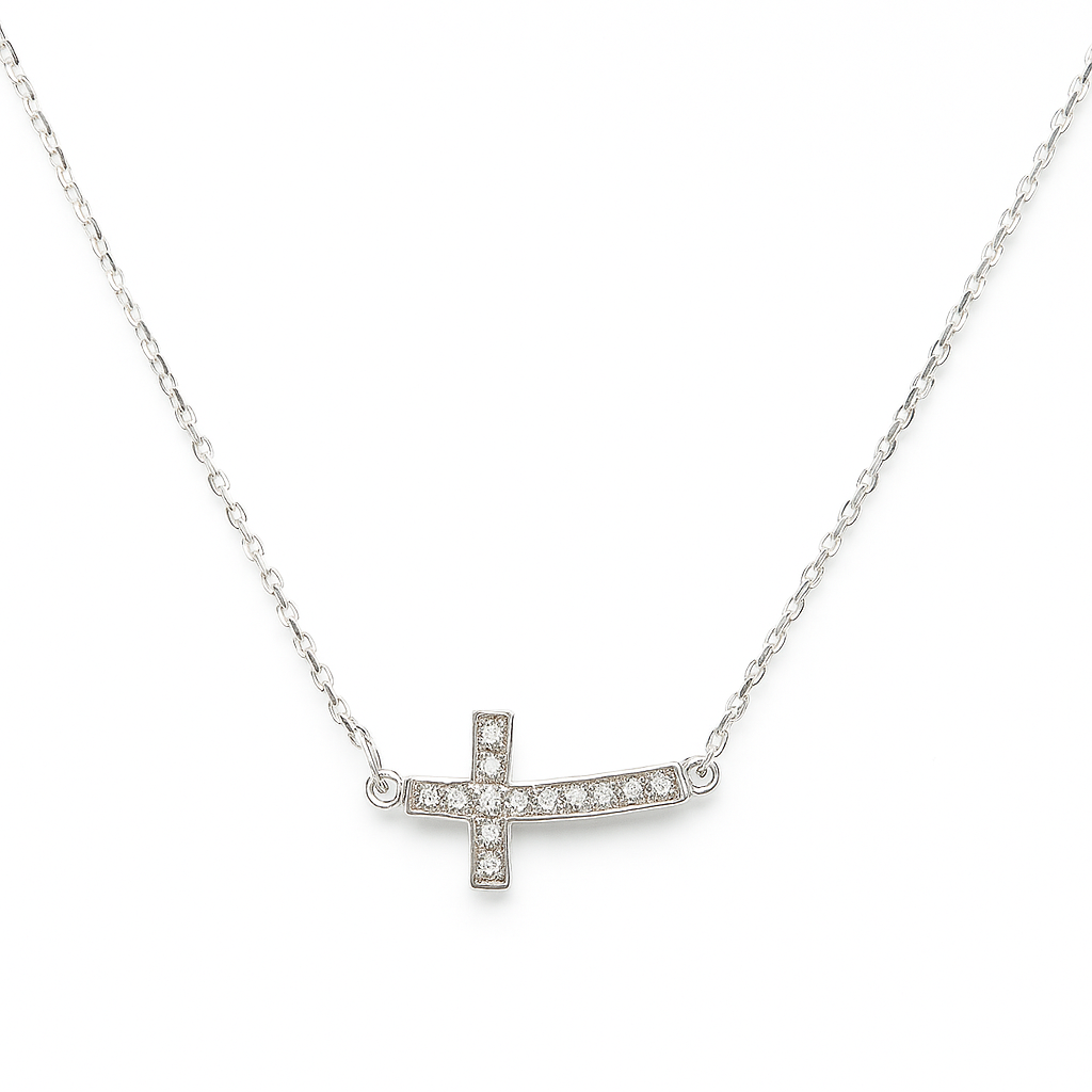 925 Sterling Silver Chain with Cross Pendant Necklace for Women - Sparkling