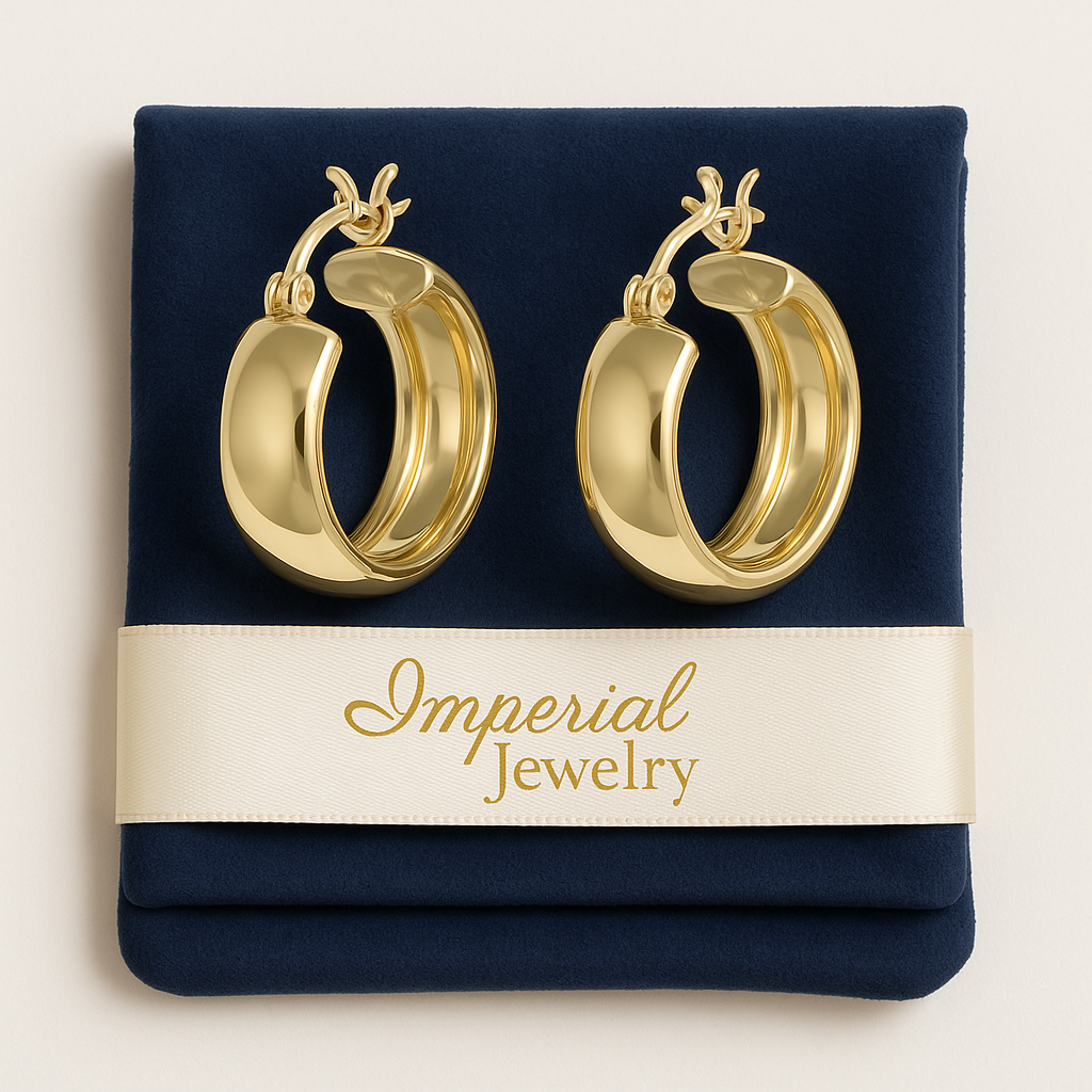 15mm Smooth 14k Gold Bangle Hoop Earrings, 6mm Wide