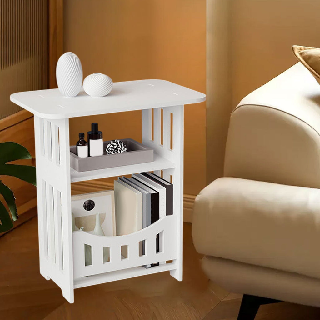 Fiudx Bedside Table, Modern and Compact Storage Furniture, Sturdy PVC Construction, Easy Assembly Design, Ideal for Use Next to the Sofa, Ideal for Small Spaces, Ideal for Bedroom