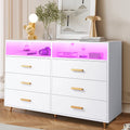 6-Drawer Chest of Drawers with LED Light, Modern Design for Bedroom - White