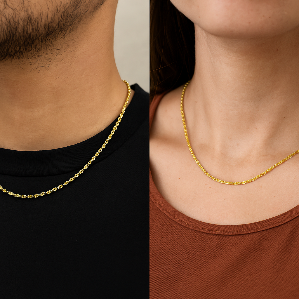 Italian Men's Twisted 10k Gold Chain, 2.1mm Gauge