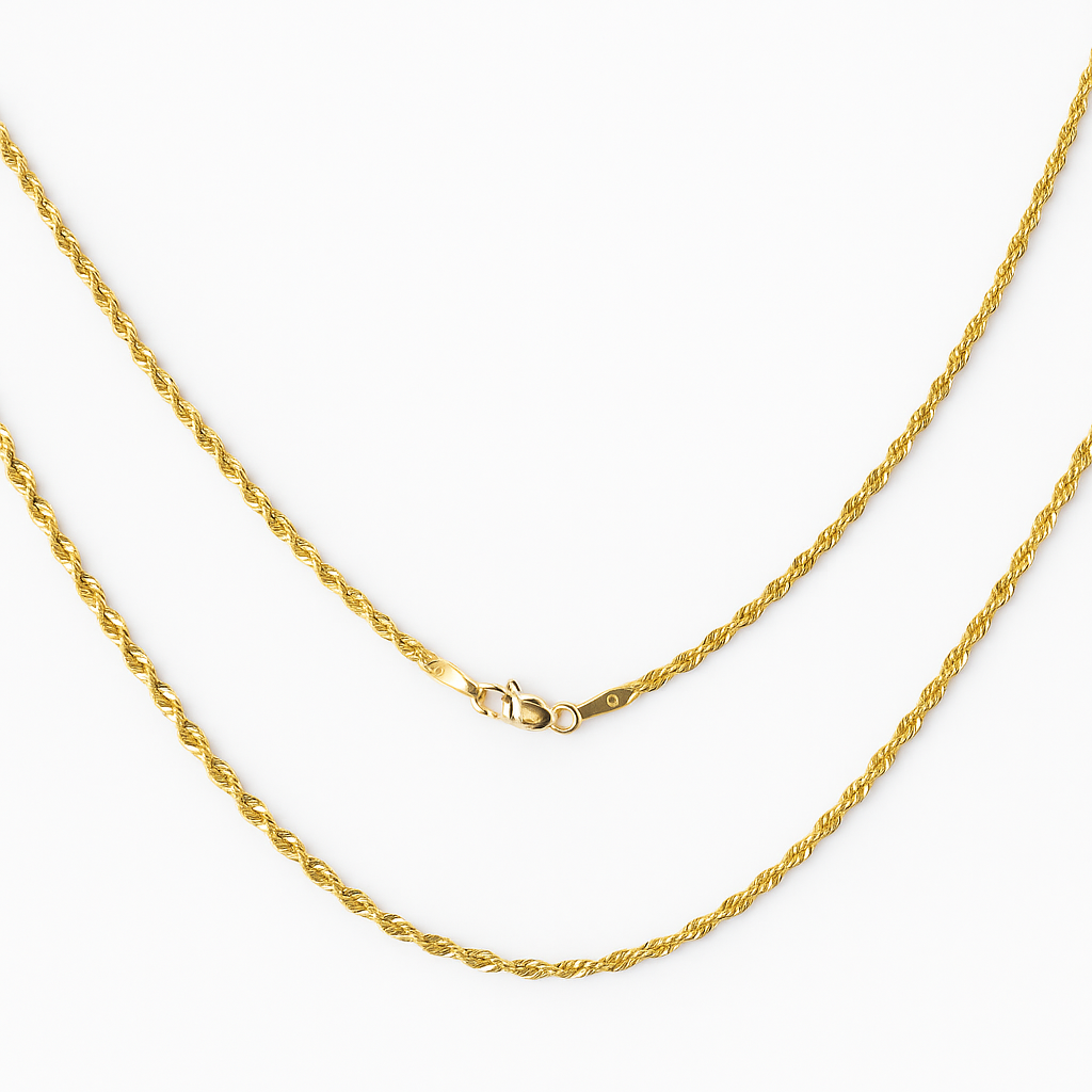 Italian Men's Twisted 10k Gold Chain, 1.9mm Gauge