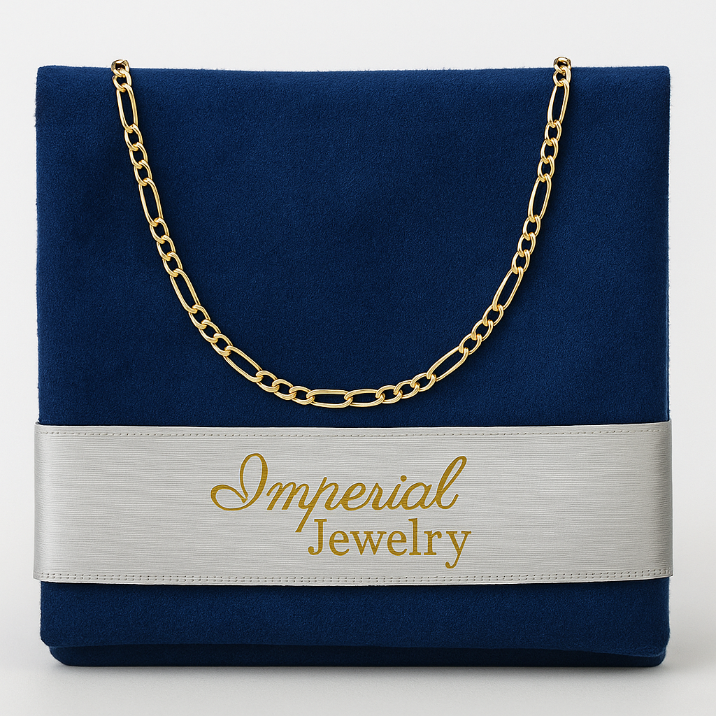 Cadena De Oro De 10k 3x1 Figaro Hueca Calibre 2.0mm