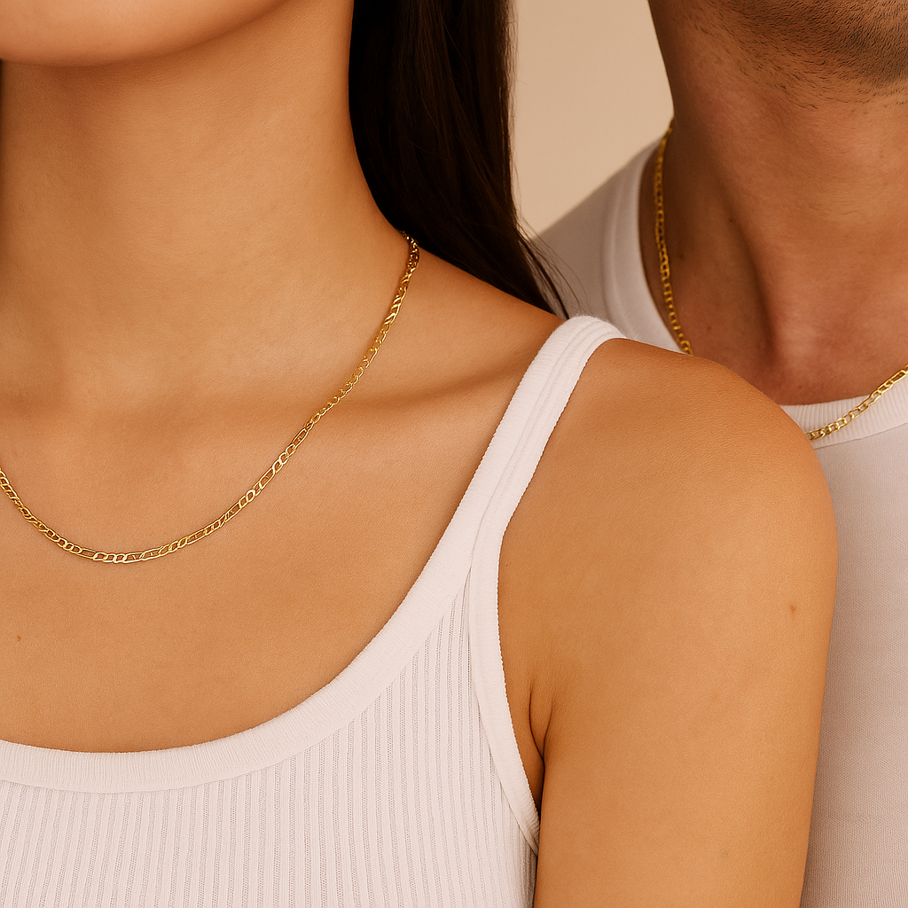 10k Gold 3x1 Figaro Hollow Chain, 2.0mm Gauge