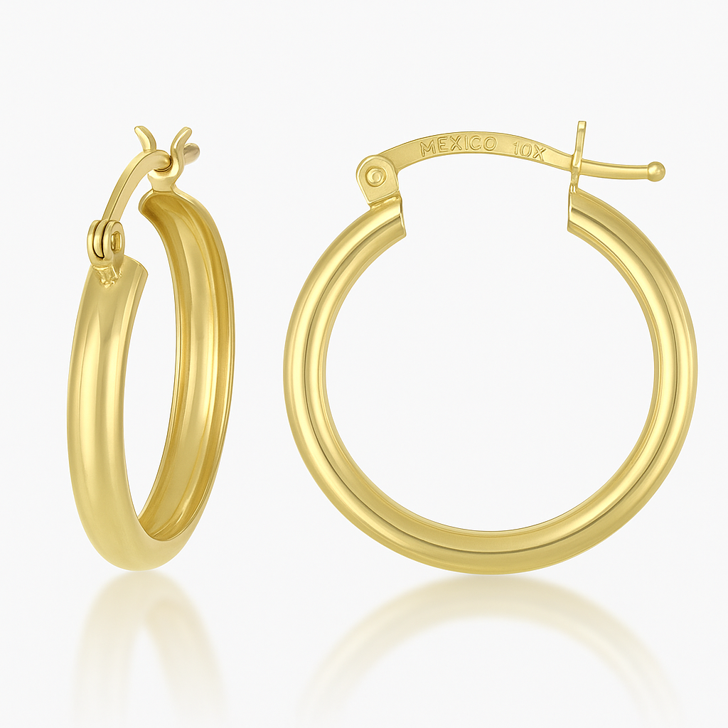 20mm Smooth 10k Gold Hoop Earrings