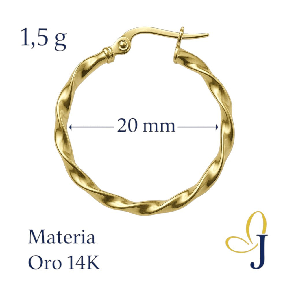 14k Gold Torsal Italian Hoop Earrings