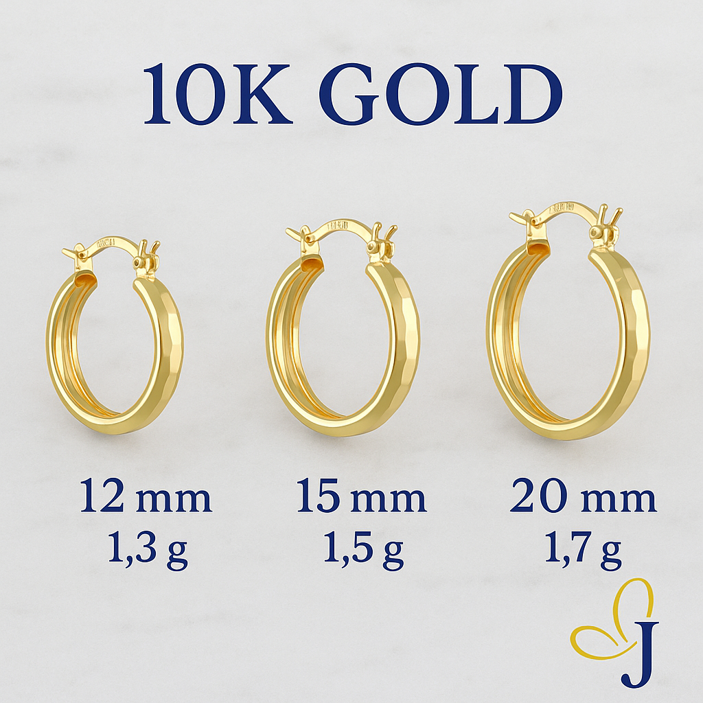 Domino Diamond 10k Gold Hoop Earrings, 4mm Wide