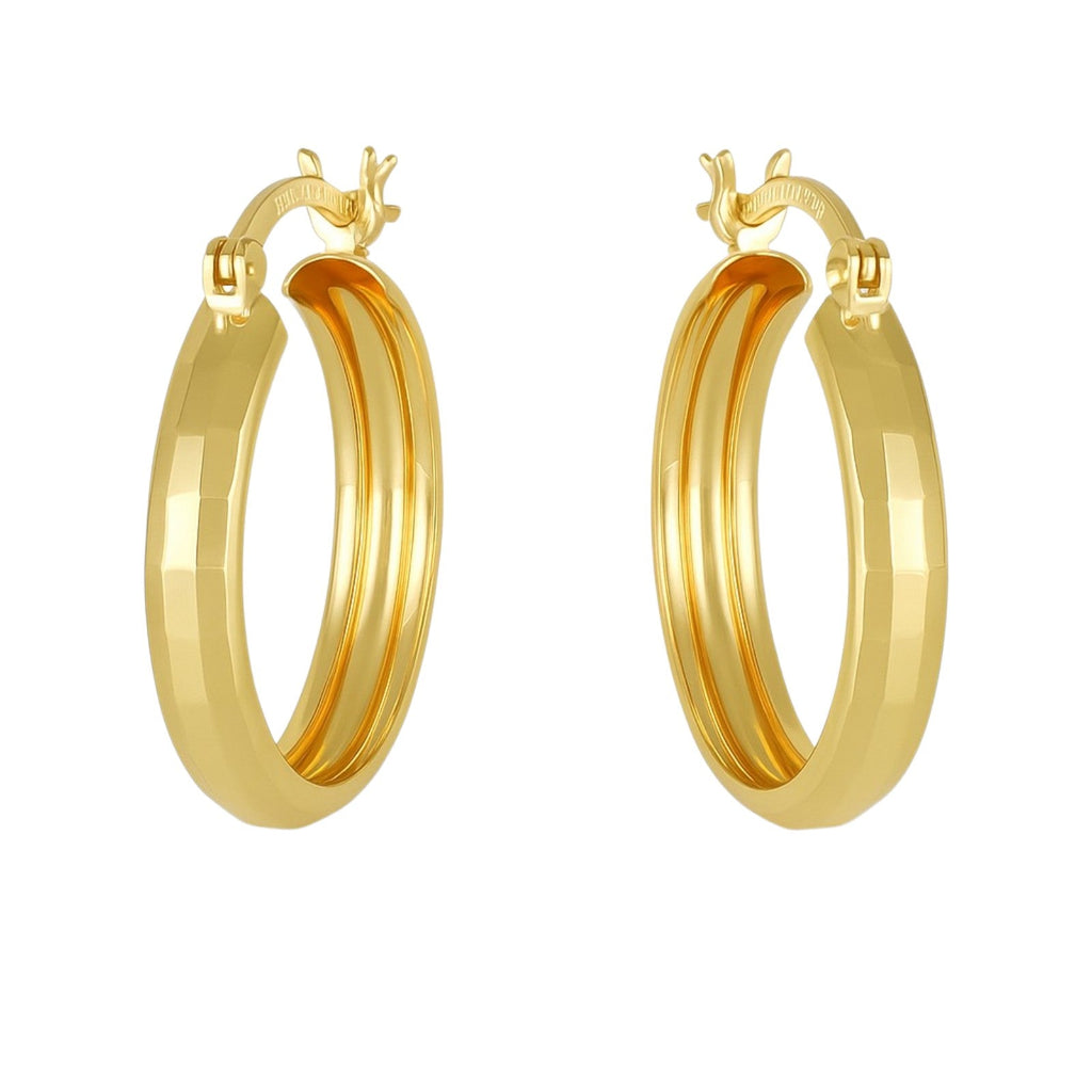 Domino Diamond 10k Gold Hoop Earrings, 4mm Wide
