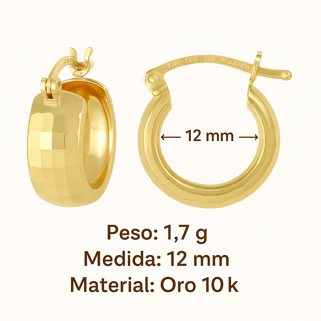Domino Diamond 10k Gold Hoop Earrings, 6mm wide