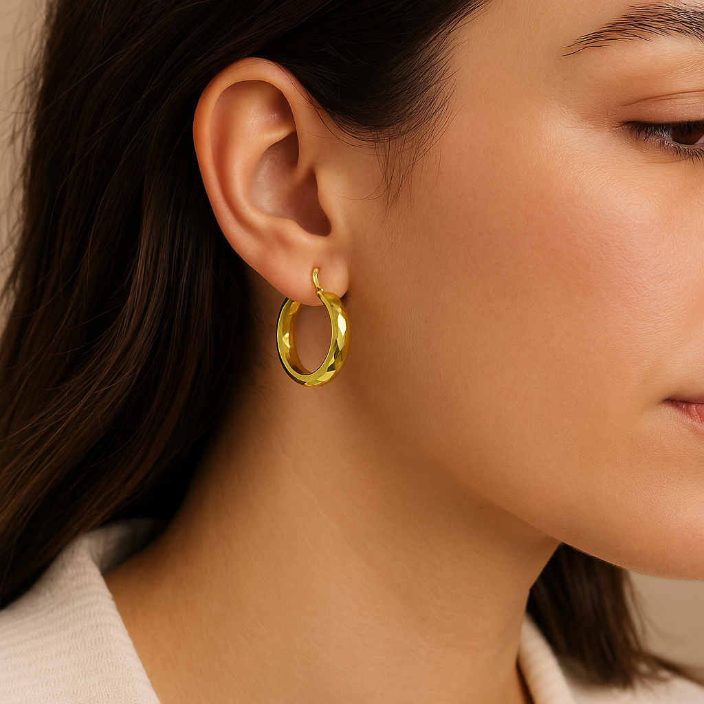 10k Gold Diamond Diamond Hoop Earrings