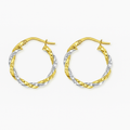 Earrings with twisted tubes in 14K Yellow and White Gold