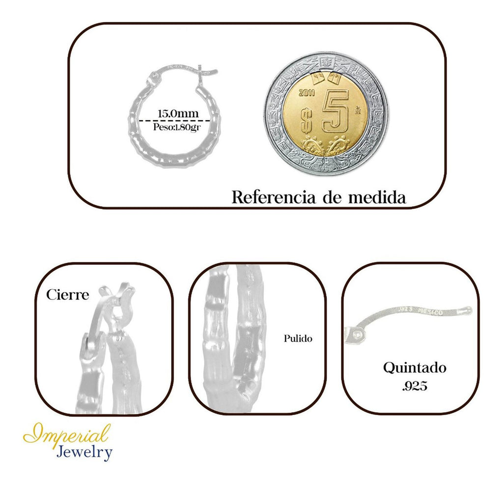 Arete Para Mujer Inflado De Plata Ley 925 Pulido De 15 Mm