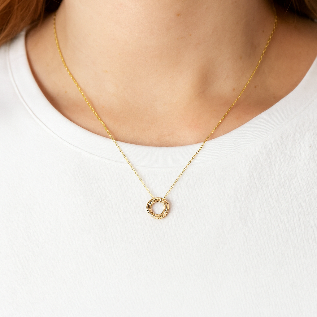 10k Gold Chain for Women, Tricolor Hoop Choker