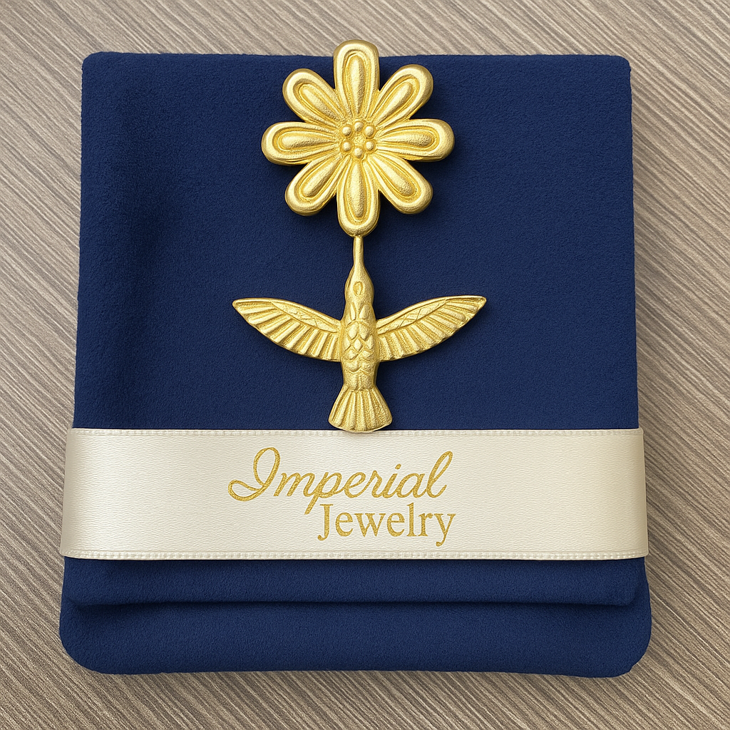 Hummingbird Stud Earring with Flower in 10K Gold