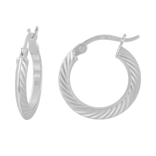 12mm Diamond Cut Triangular Tube Earring in 925 Sterling Silver