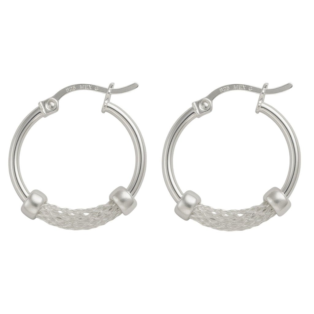 Plain Hoop Earrings with 925 Silver Mesh and 15mm Mesh