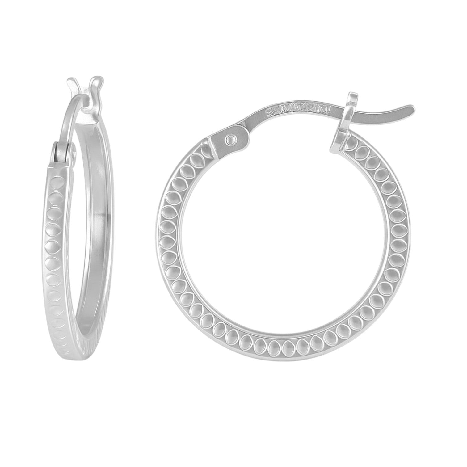 12mm Engraved 925 Sterling Silver Square Tube Earring