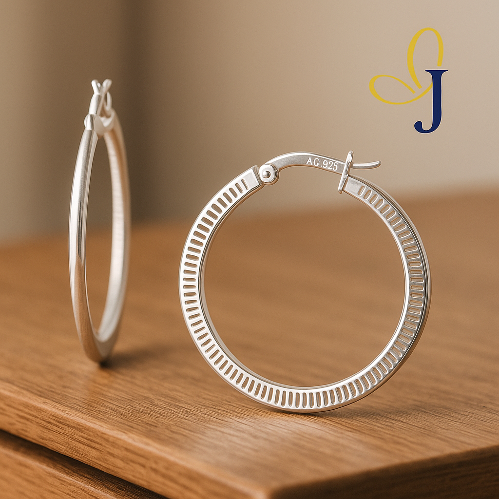 925 Silver Hoop Earrings, 25mm
