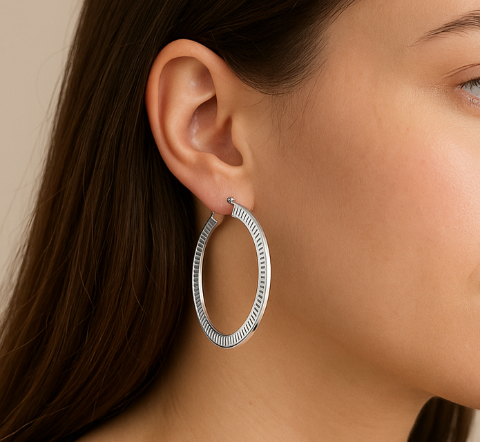 925 Silver Hoop Earrings, 25mm