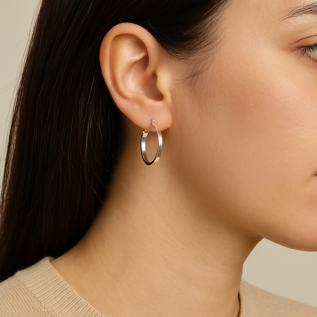 22mm Smooth 925 Sterling Silver Oval Triangular Tube Earring