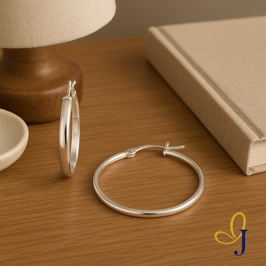 30mm Plain 925 Sterling Silver Thin Earring