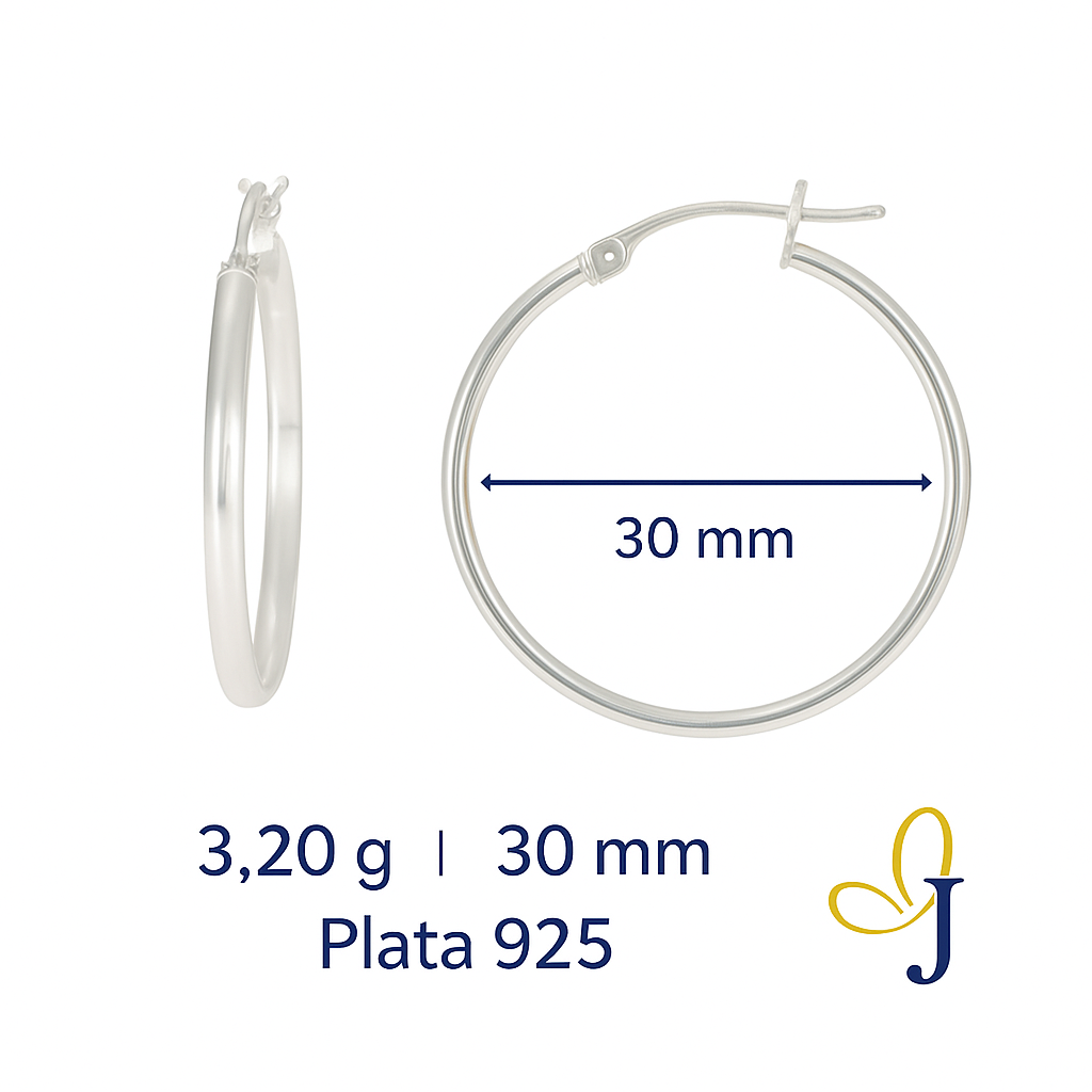 30mm Plain 925 Sterling Silver Thin Earring