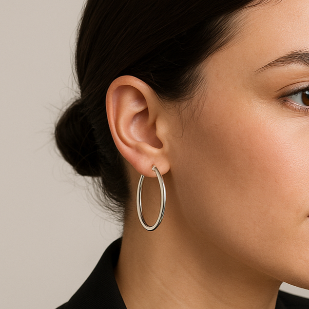 30mm Plain 925 Sterling Silver Thin Earring