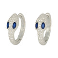 Arete De Serpiente De Plata 925 Con Zirconia Blanca Y Azul