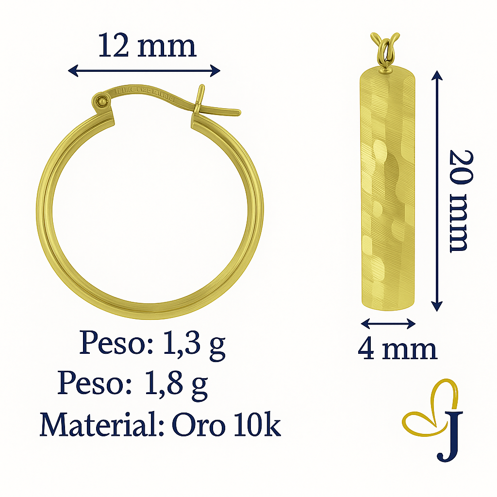Arracada Bangle De Oro 10k Diamantado Diagonal