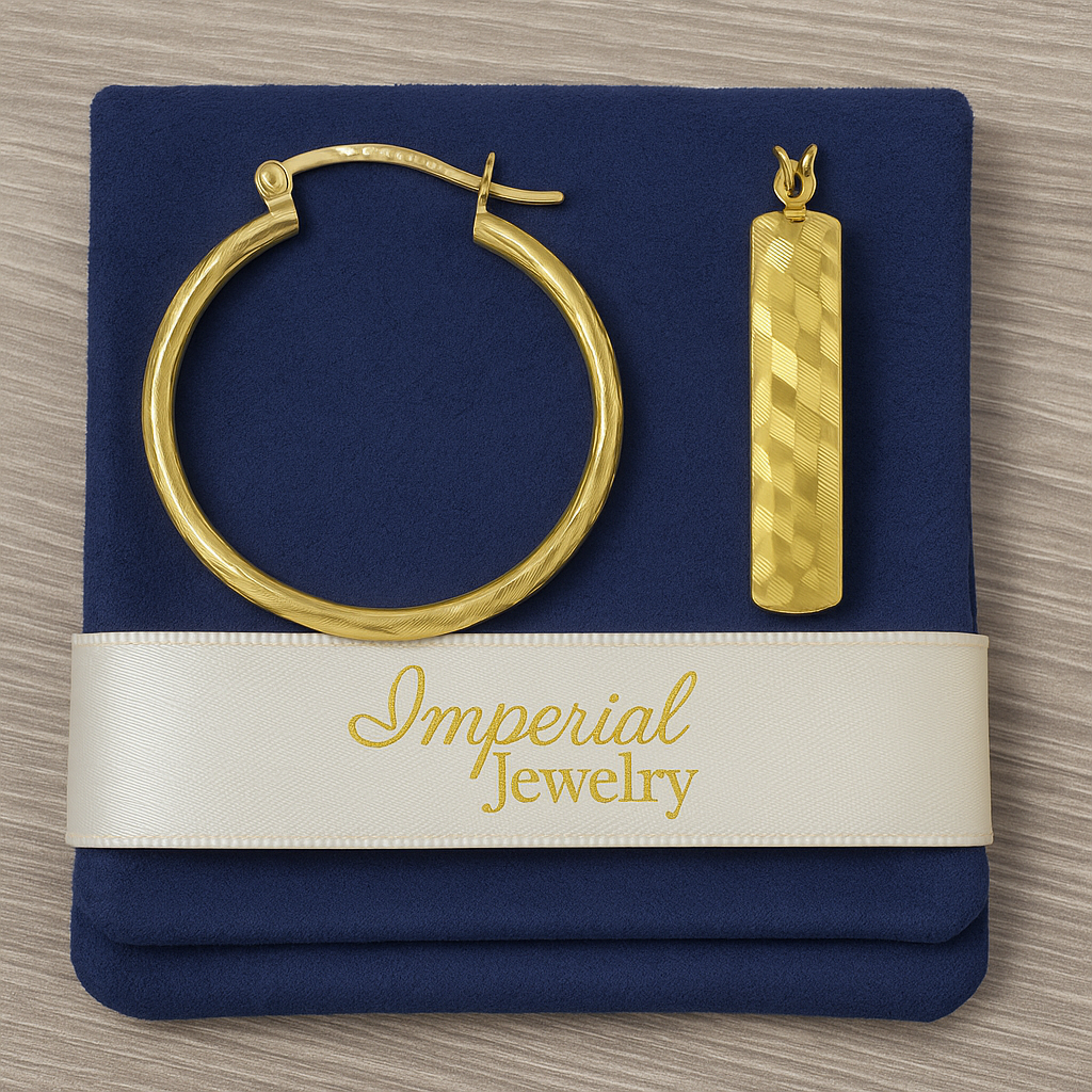 Diagonal Diamond 10k Gold Hoop Earrings