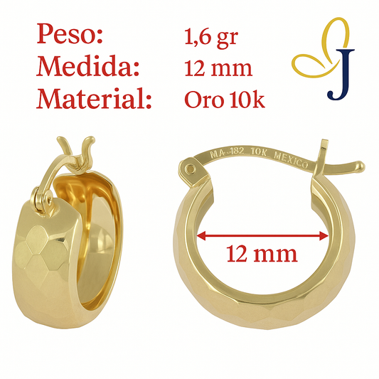 10k Gold Hoop Earrings 12mm Diamond Diamond Bangle