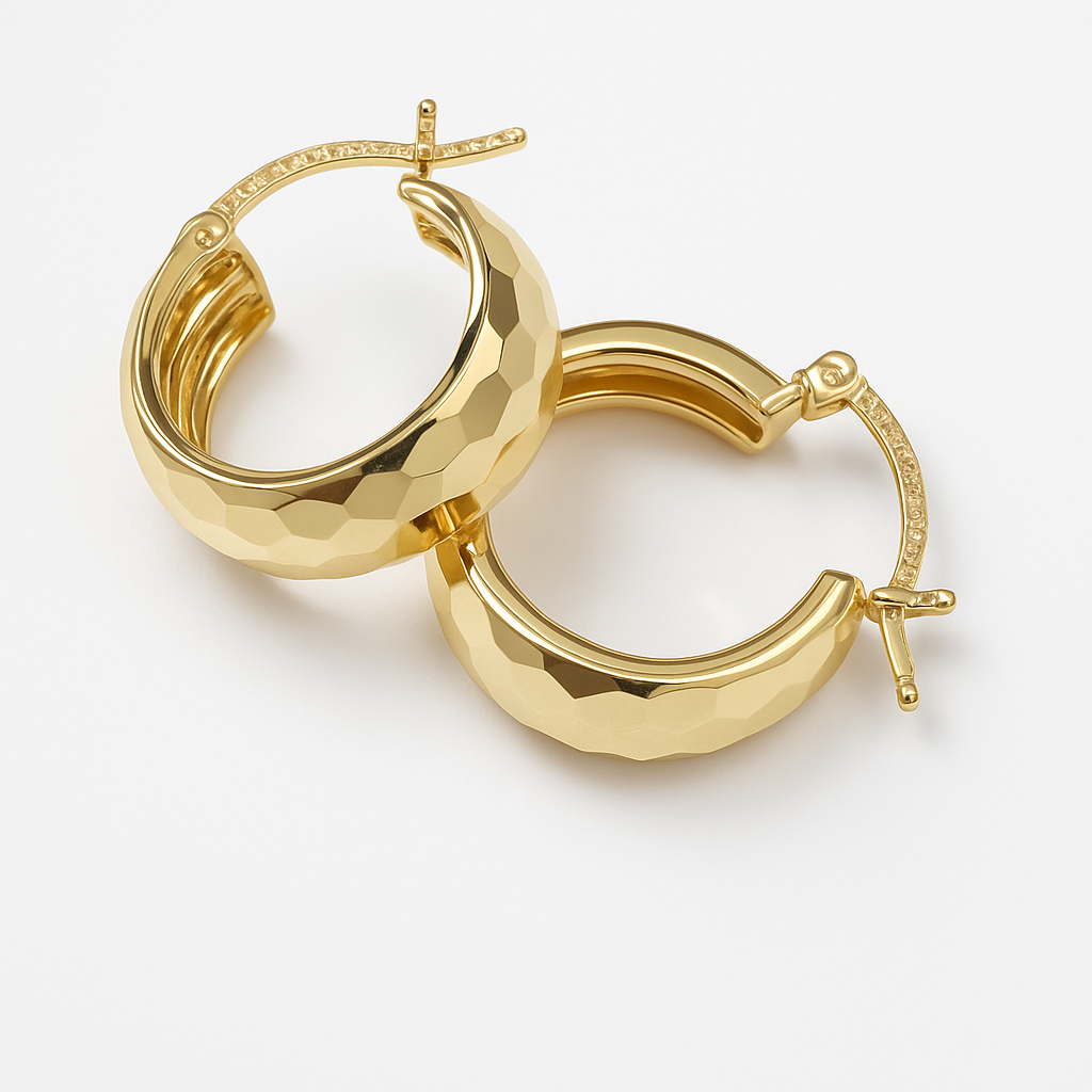 10k Gold Hoop Earrings 12mm Diamond Diamond Bangle