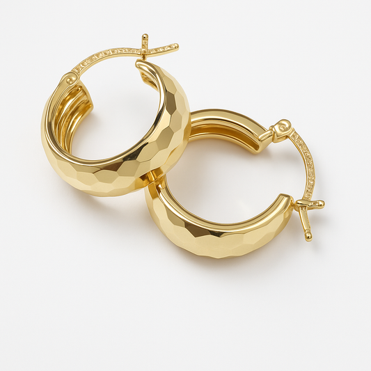 10k Gold Hoop Earrings 12mm Diamond Diamond Bangle