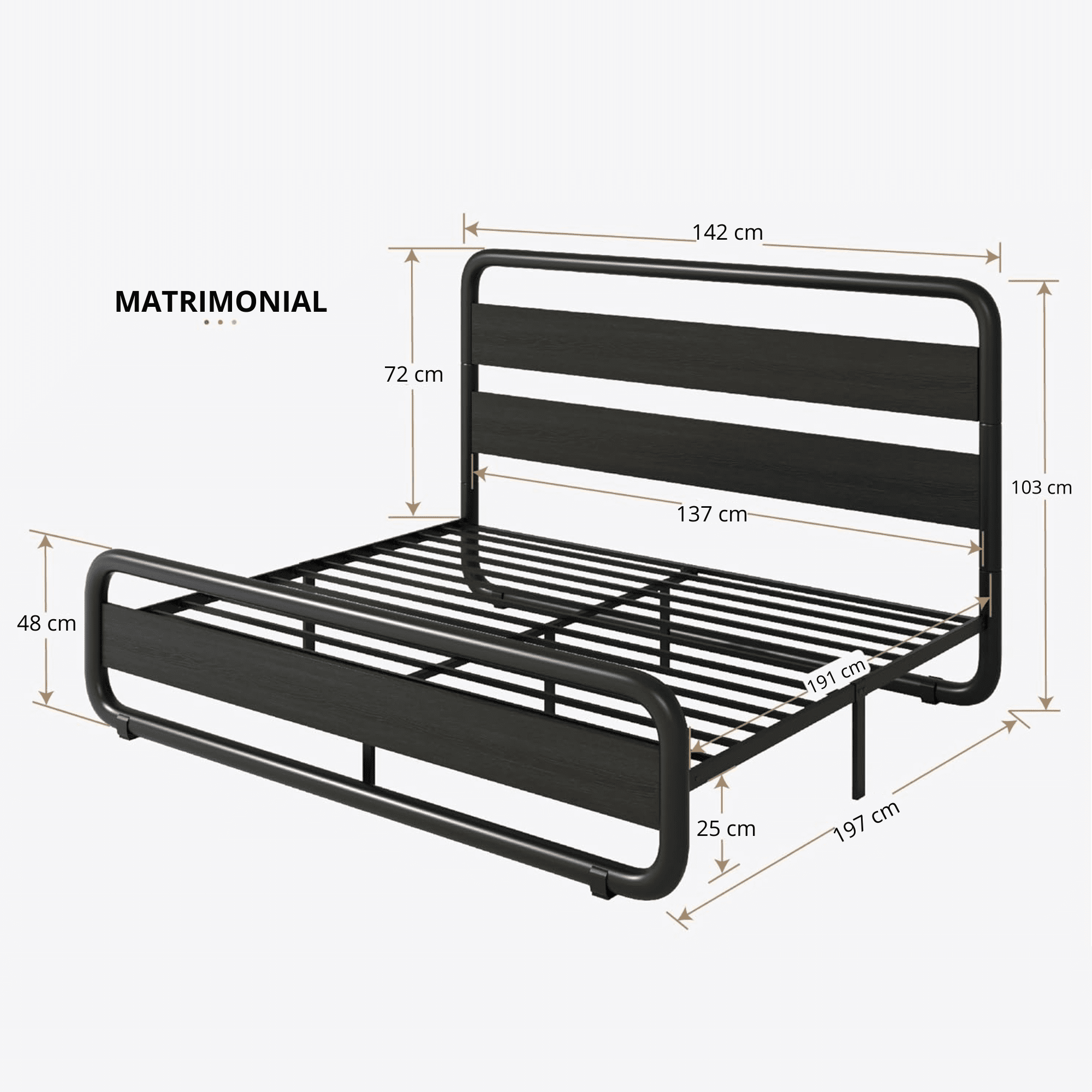 FABATO Queen Size Bed with Headboard