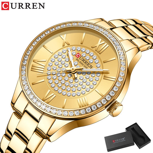 CURREN Relojes Para Mujer De La Marca Original Moda Casual Deportes Cuarzo Acero Inoxidable Impermeable 9084