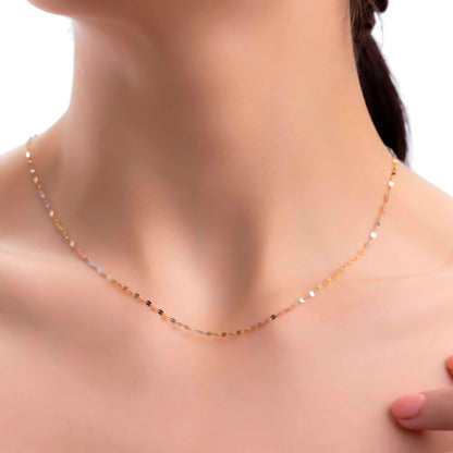 Cadena De Oro Italiano 10k, Grano De Café 3 colores, calibre 1.5mm