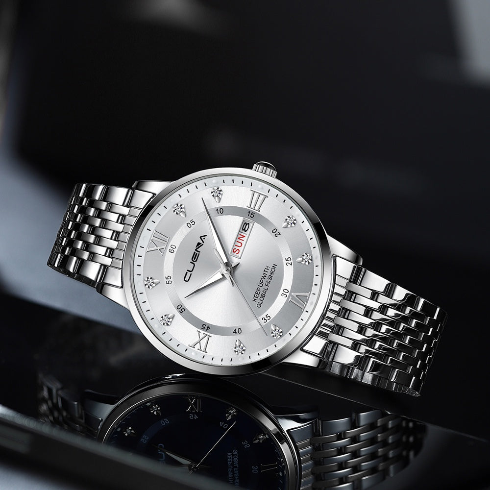 CUENA Men's Watches Original Brand Fashion Luxury Casual Business Stainless Steel 6008