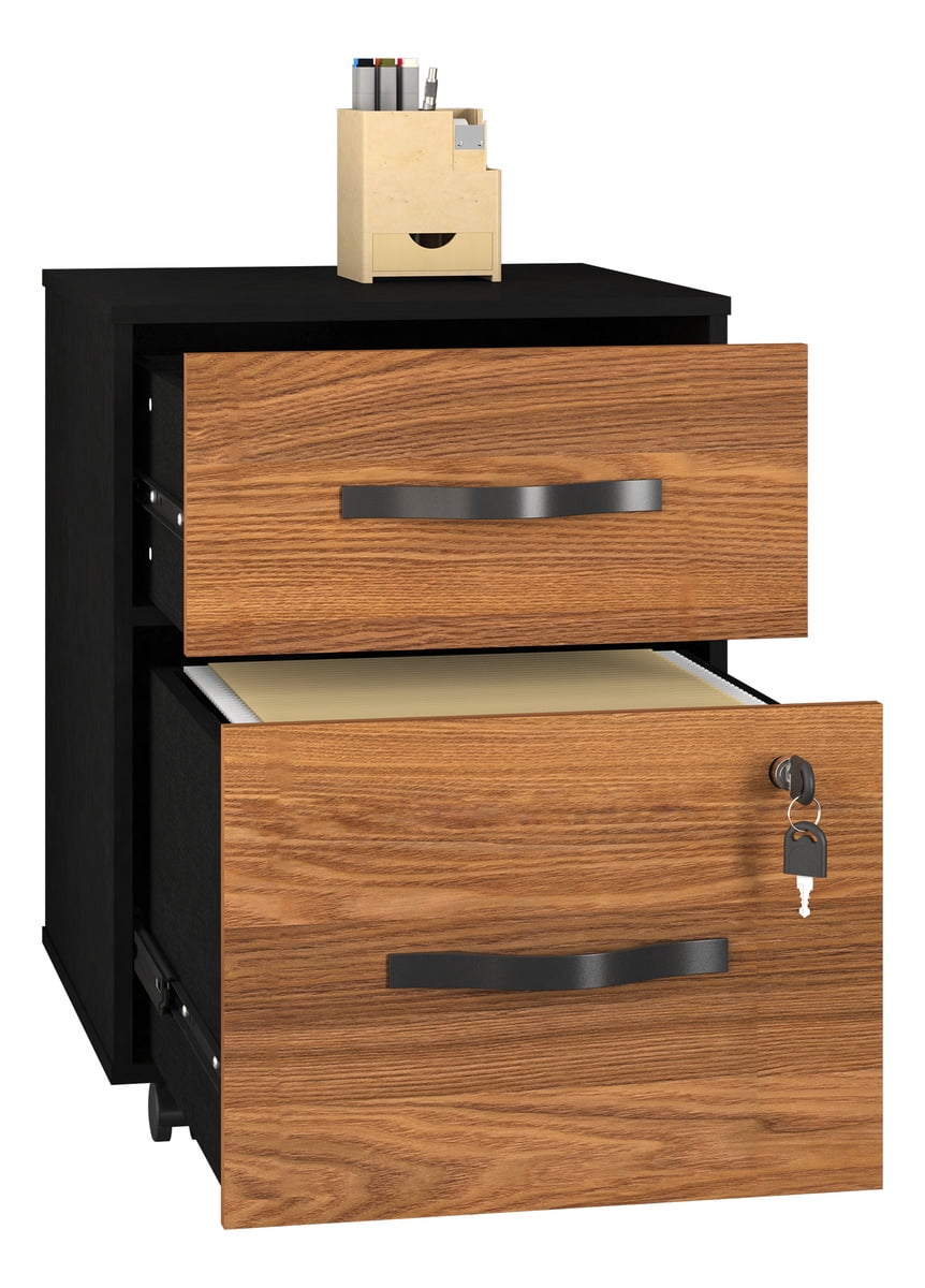 Essential 2-Drawer Letter-Size Filing Cabinet, One Drawer with Lock, 4 Wheels, Playcon Textured Laminate Top